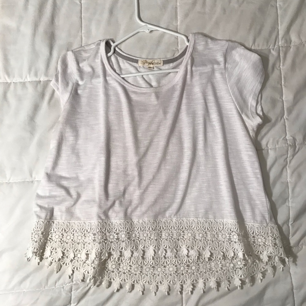White top with lace bottom